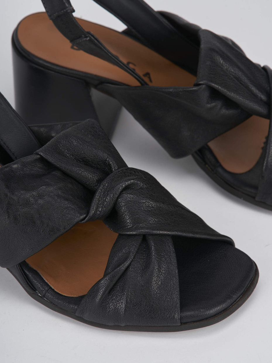 High heel sandals heel 5 cm black leather