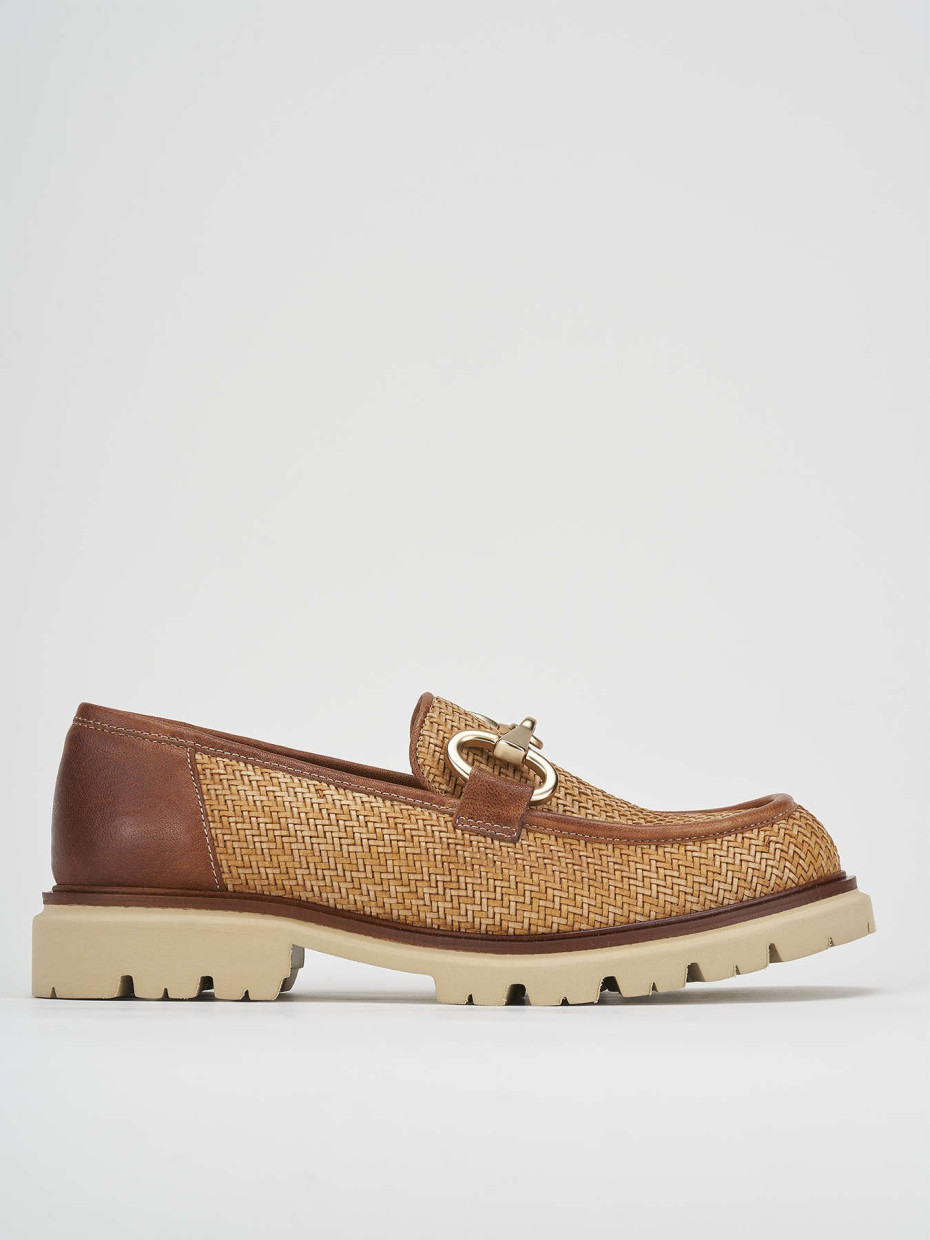 Mocasines tacón 2 cm marrón cuero