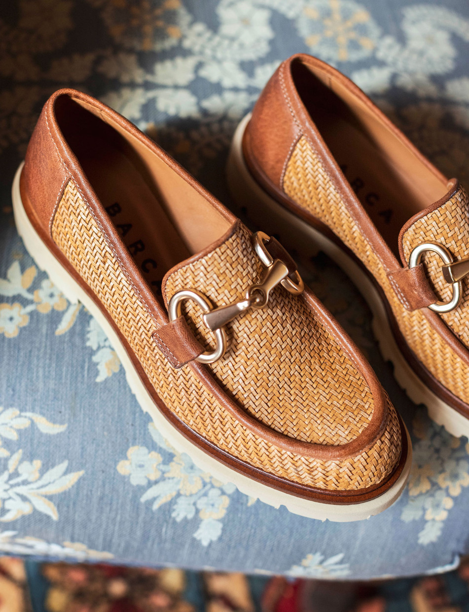 Mocasines tacón 2 cm marrón cuero