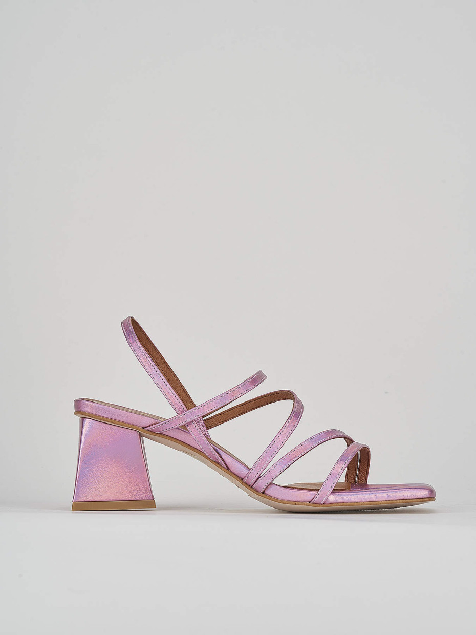 High heel sandals heel 6 cm pink leather