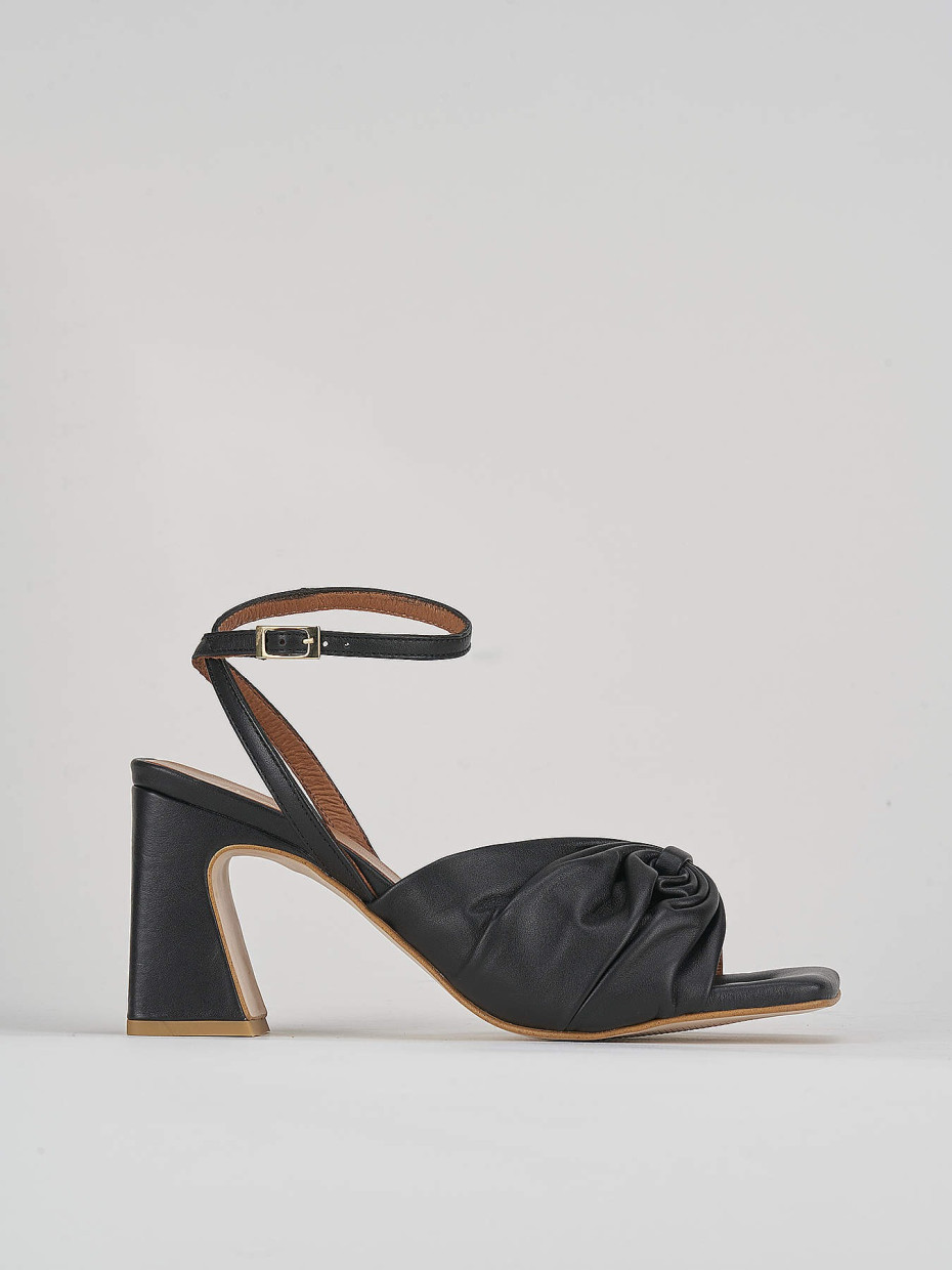 Sandalias de tacón alto tacón 7 cm negro cuero