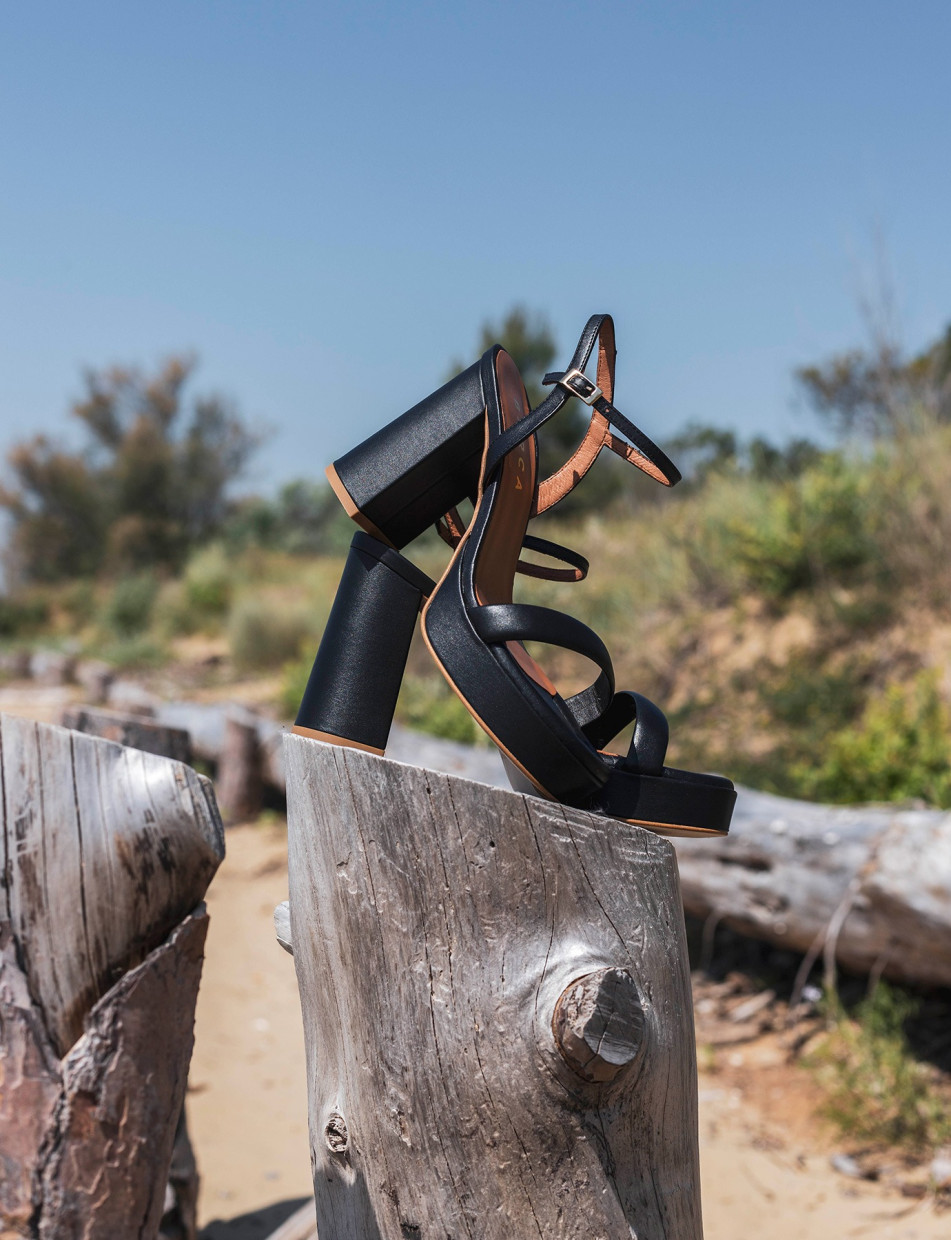 Sandali tacco 9cm pelle nero