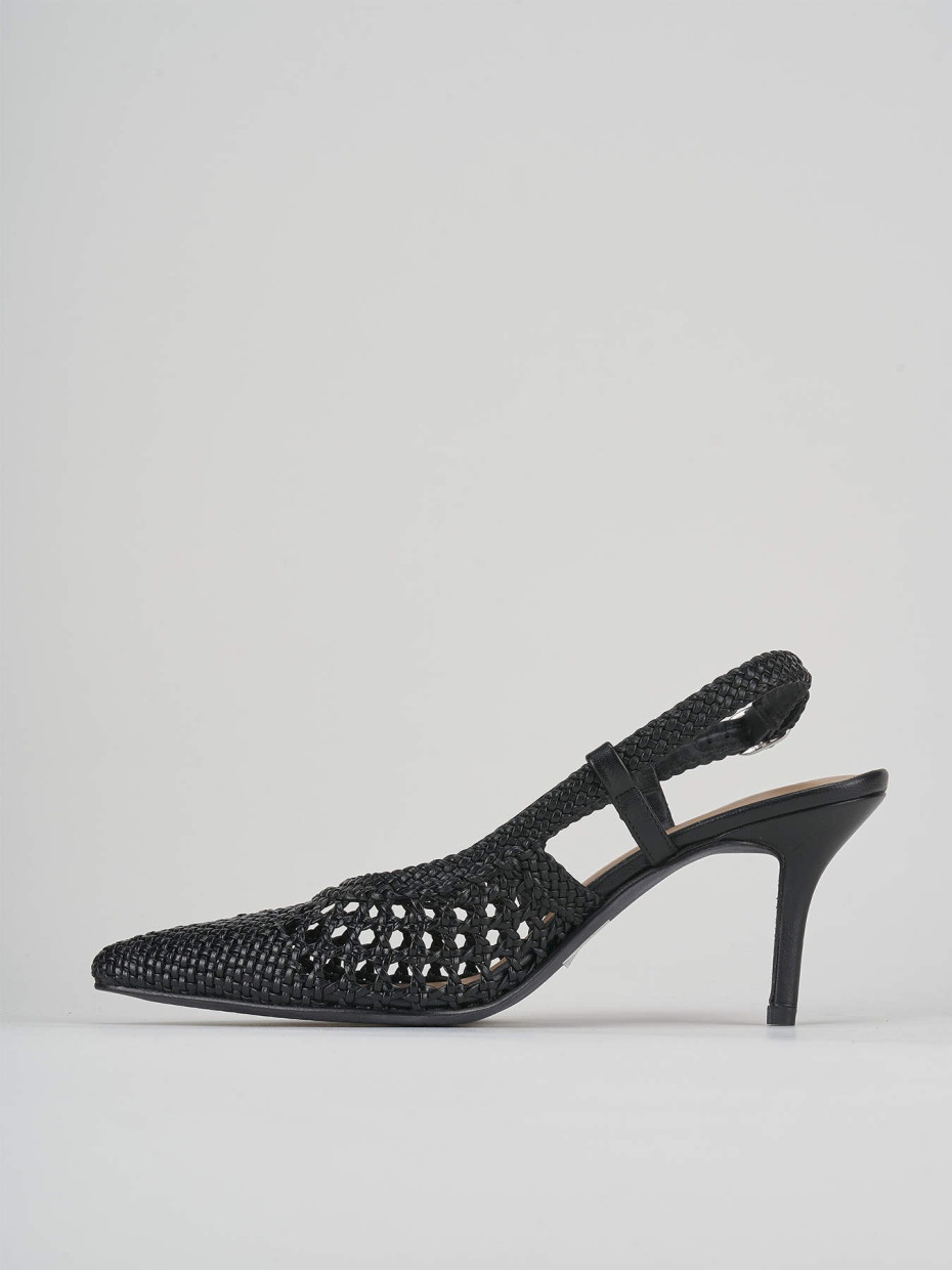 Slingback tacco 7cm pelle nero