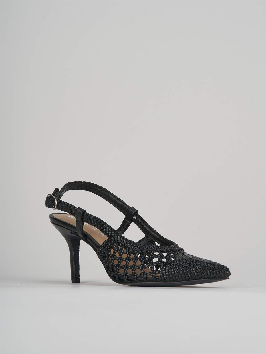 Slingback tacco 7cm pelle nero