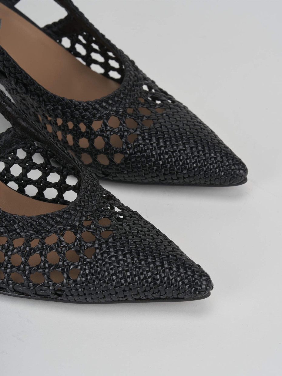 Slingback tacco 7cm pelle nero
