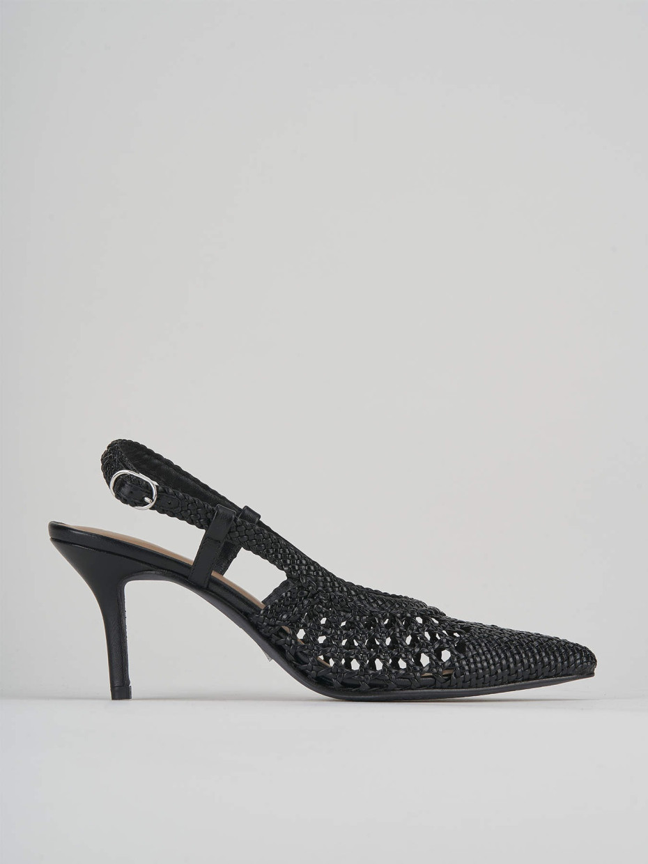 Slingback tacco 7cm pelle nero