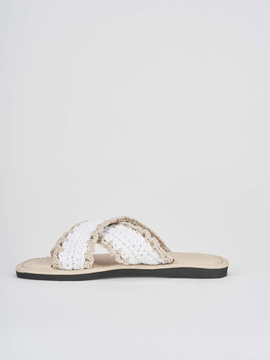 Mules tacón 1 cm blanco tejido