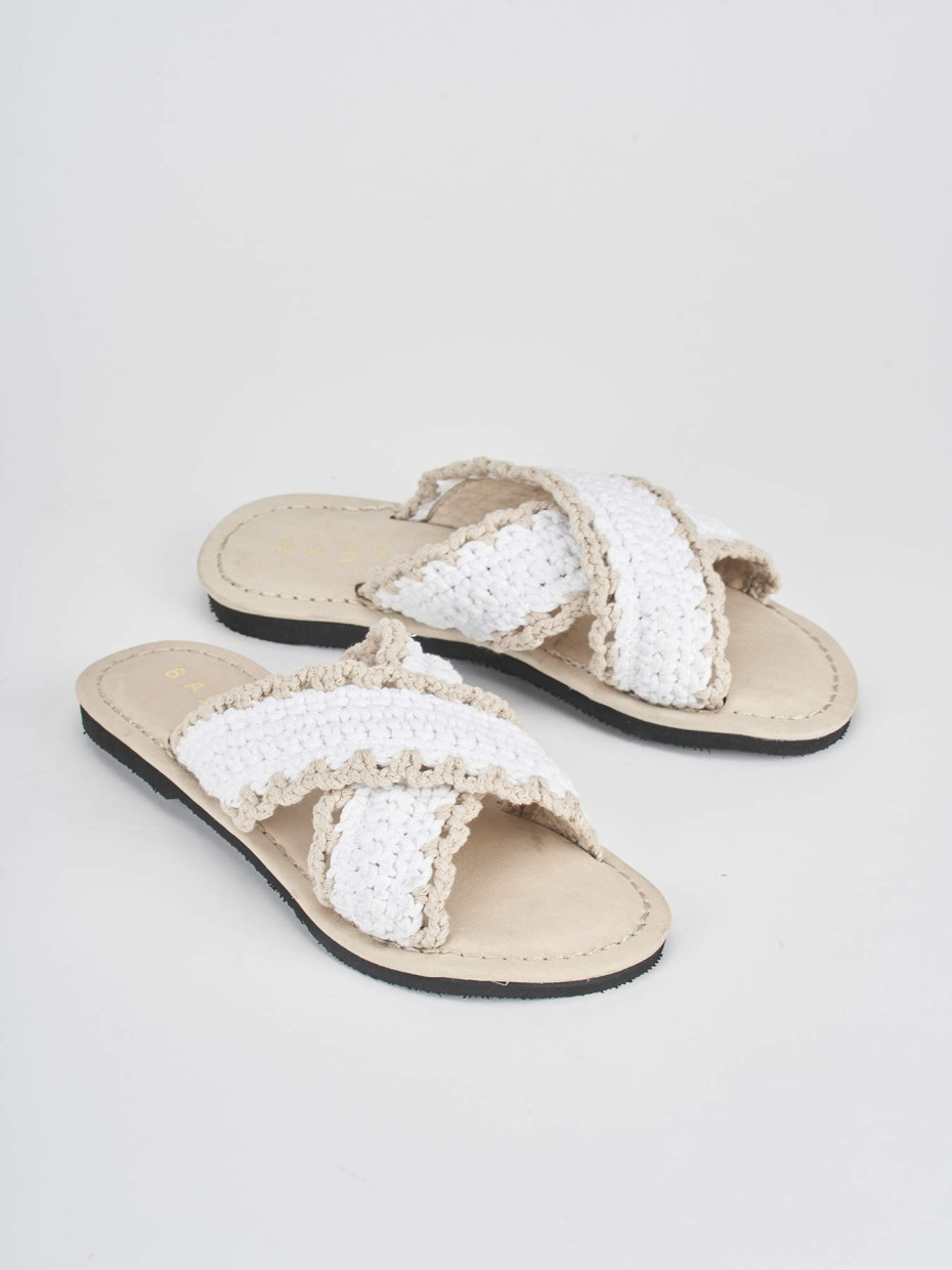 Mules tacón 1 cm blanco tejido