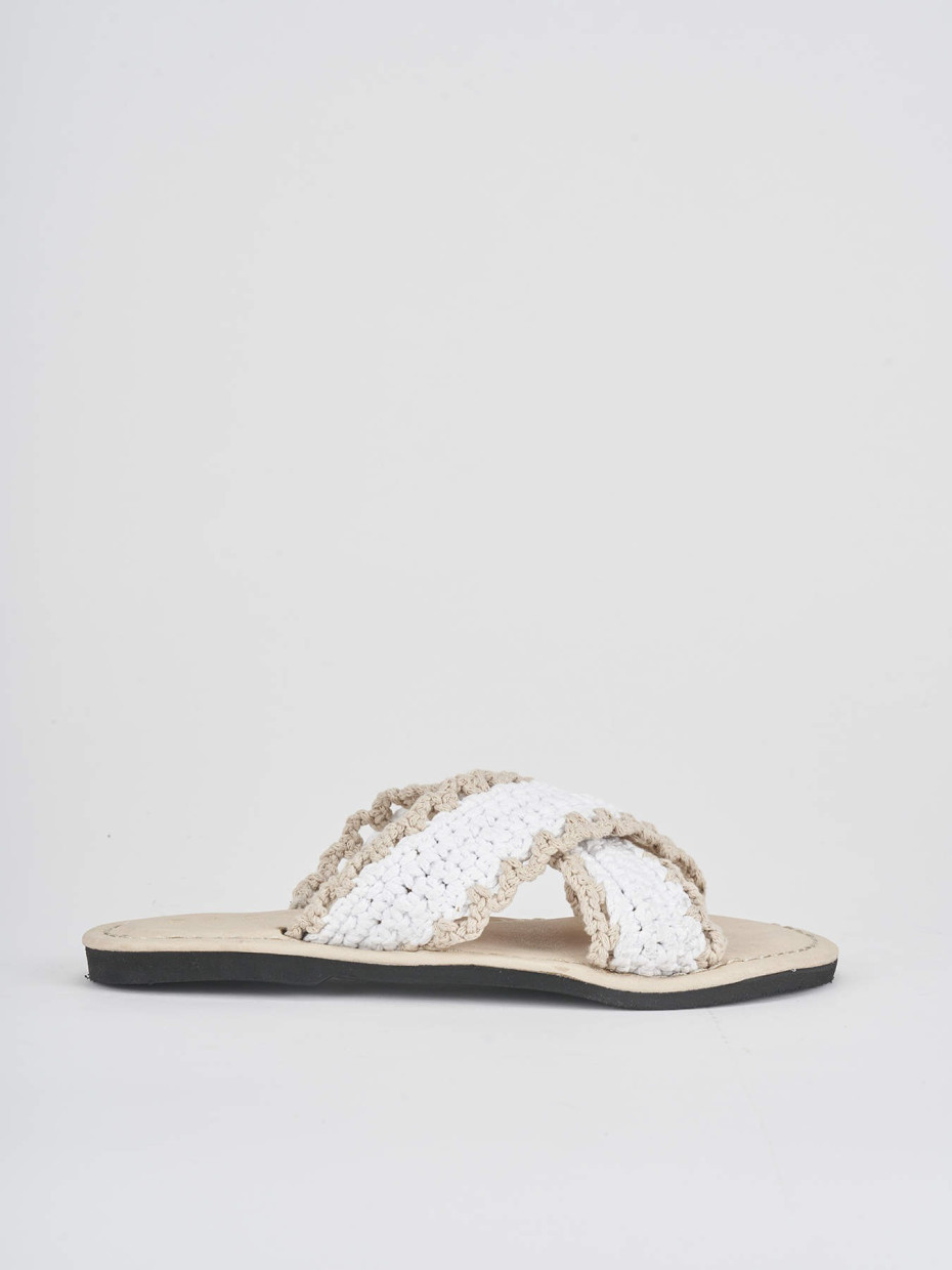 Mules tacón 1 cm blanco tejido