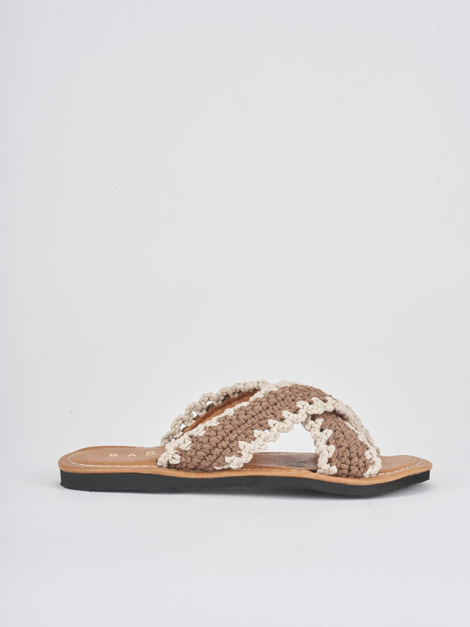 Mules tacón 1 cm marrón oscuro tejido