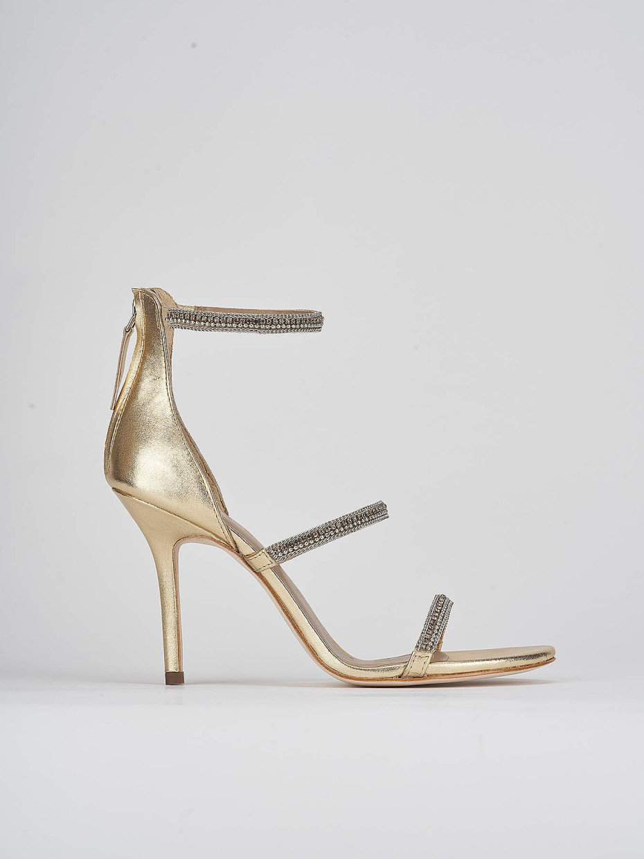 Sandalias de tacón alto tacón 8 cm oro cuero