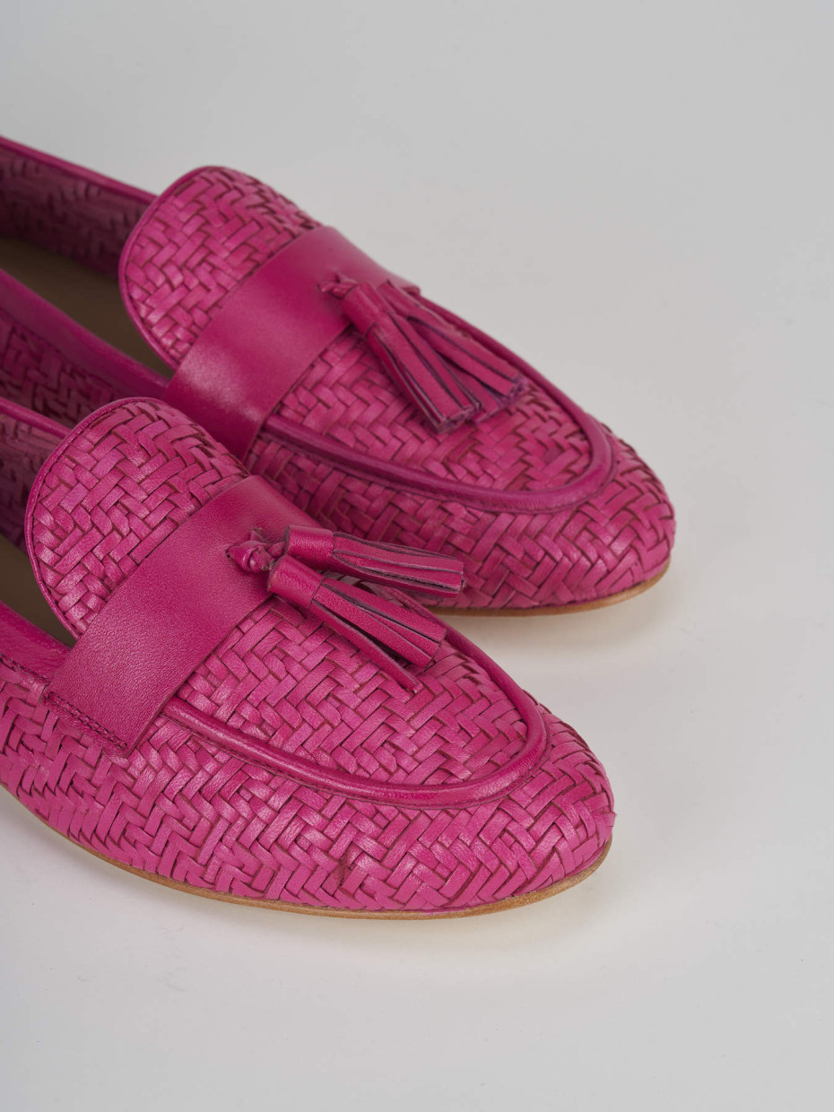 Mocasines tacón 1 cm rosa cuero