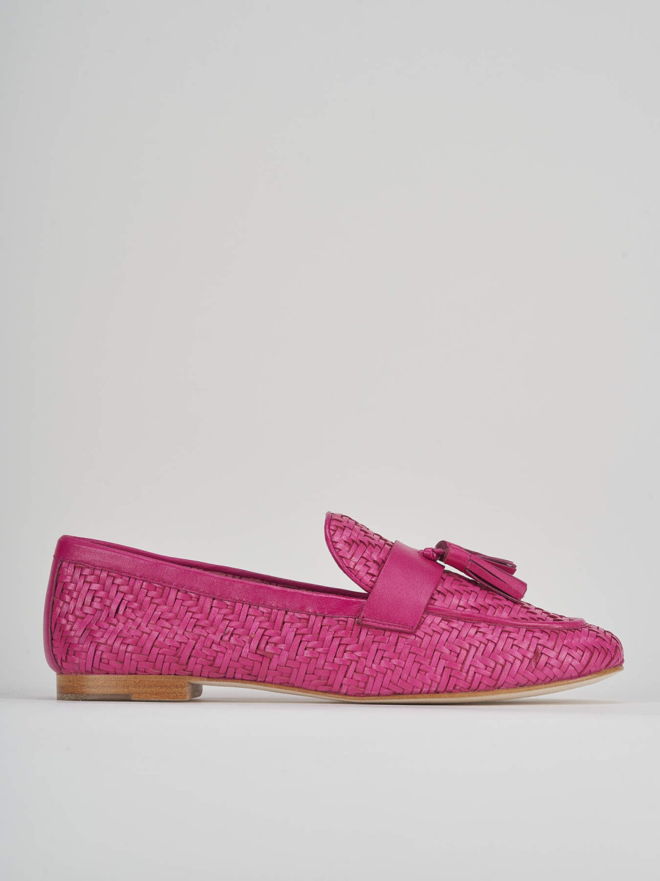 Mocasines tacón 1 cm rosa cuero