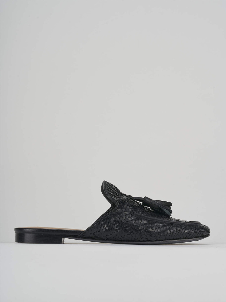 Zuecos con tacón tacón 1 cm negro cuero