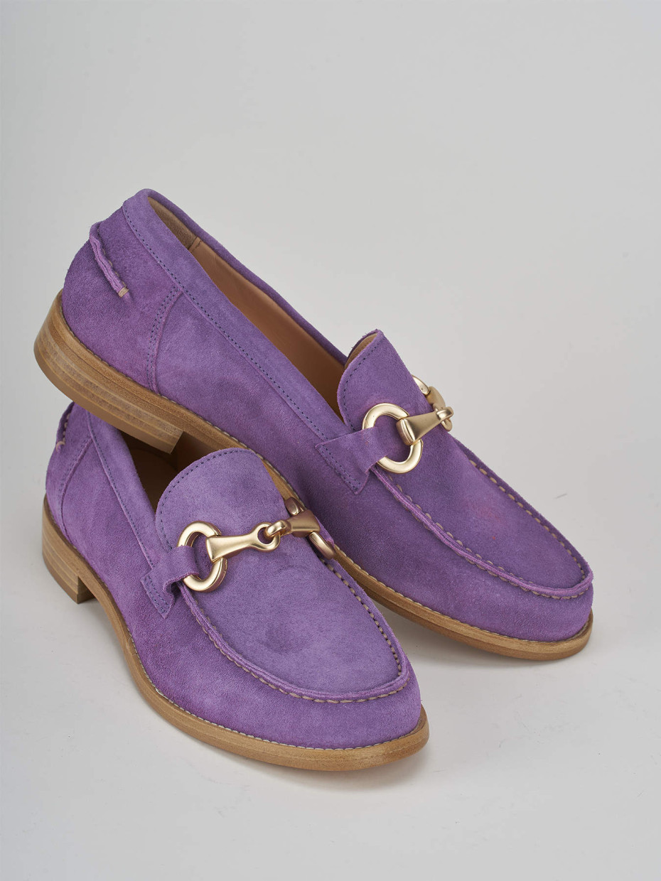 Mocasines tacón 1 cm rosa ante
