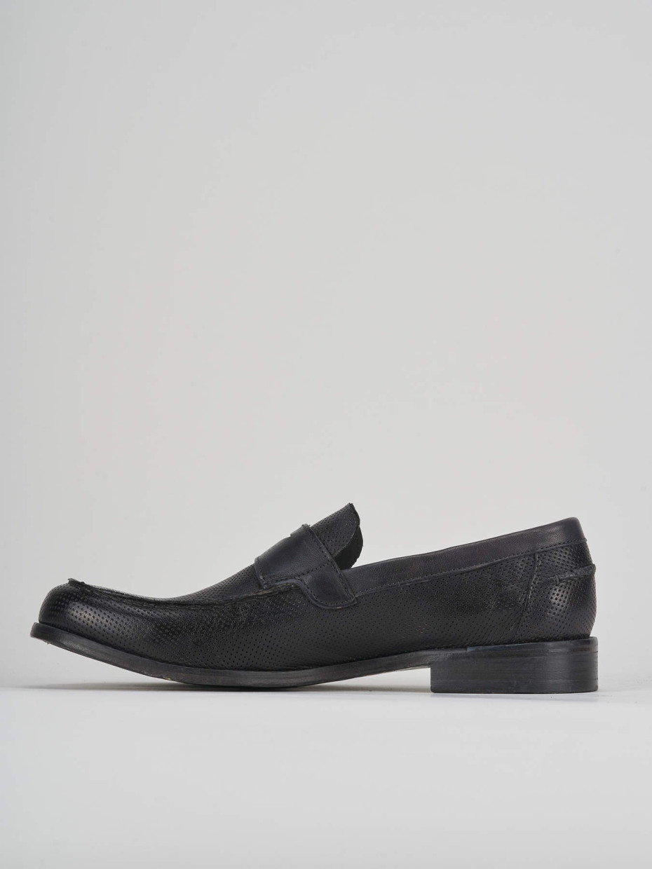 Mocasines tacón 1 cm negro cuero