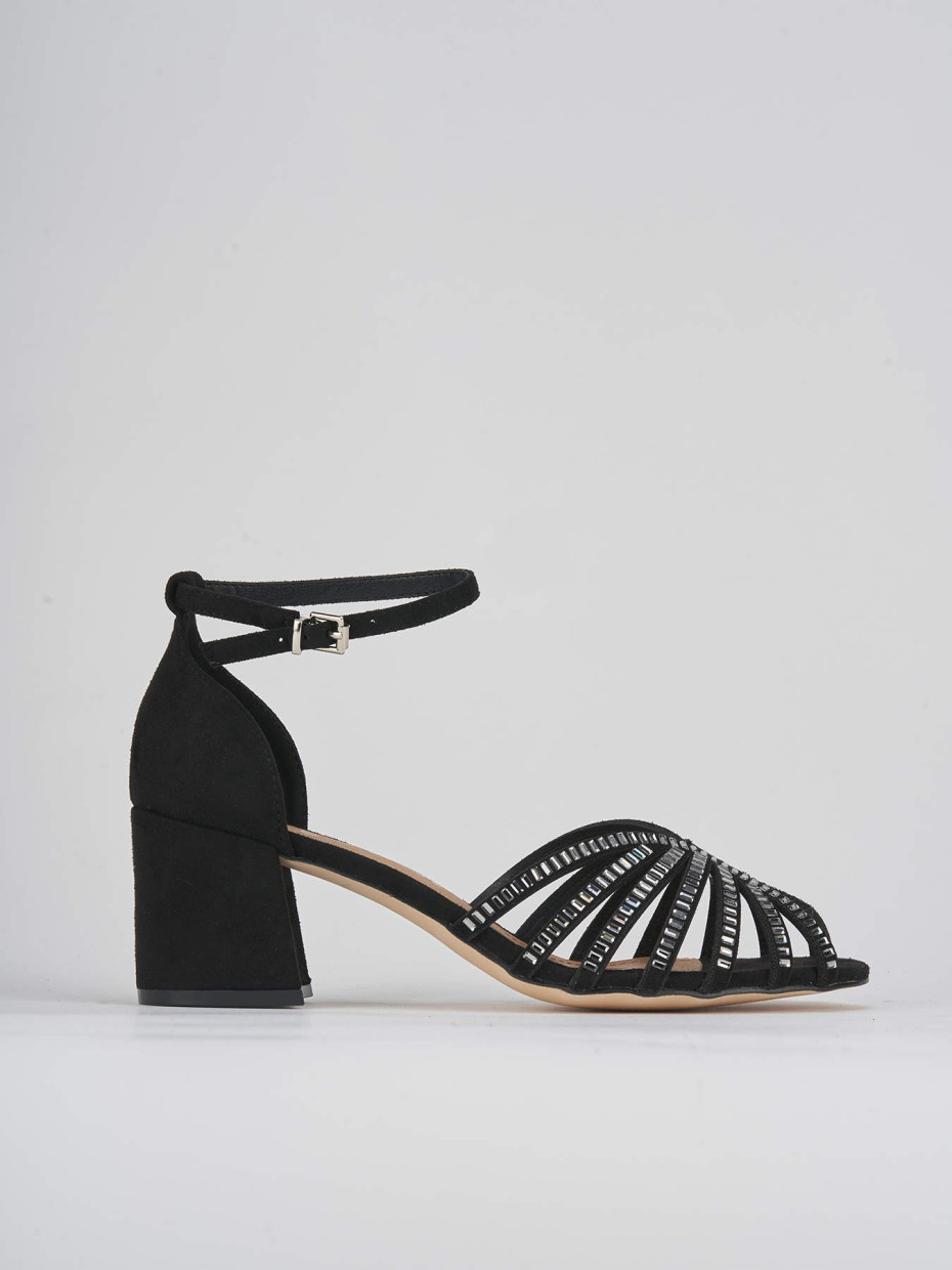 Sandalias de tacón alto tacón 6 cm negro ante