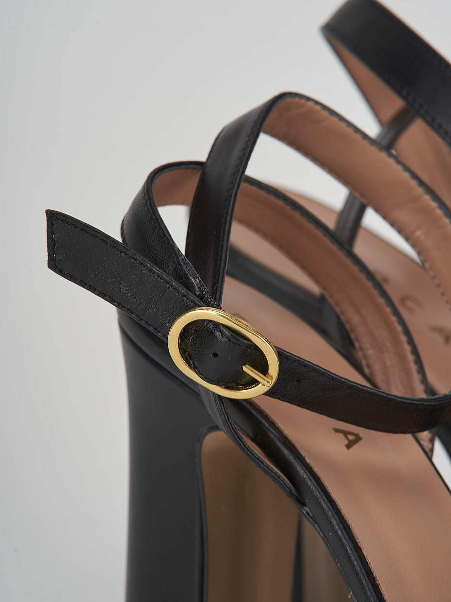 High heel sandals heel 11 cm black leather