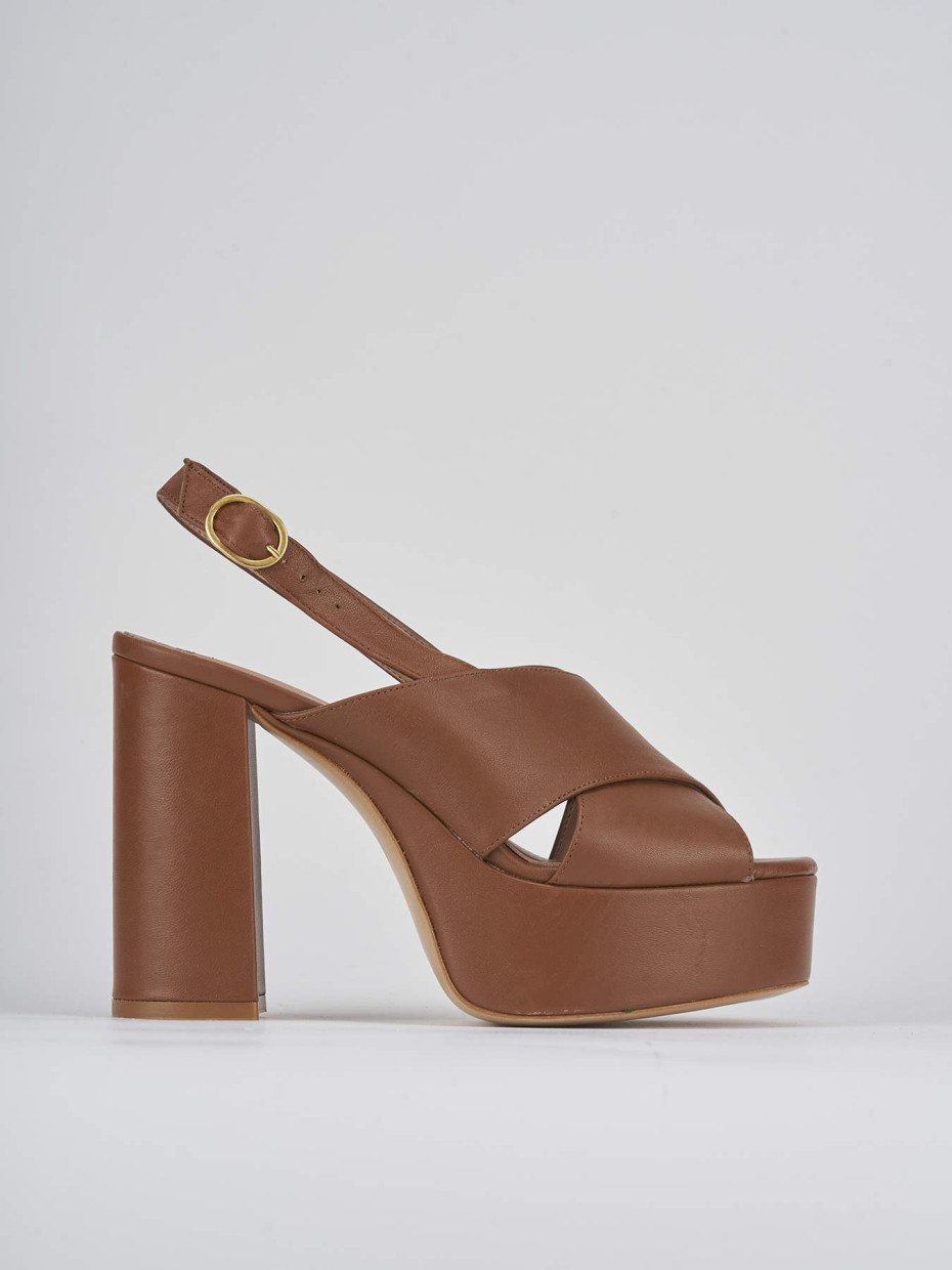 Sandalias de tacón alto tacón 11 cm marrón cuero
