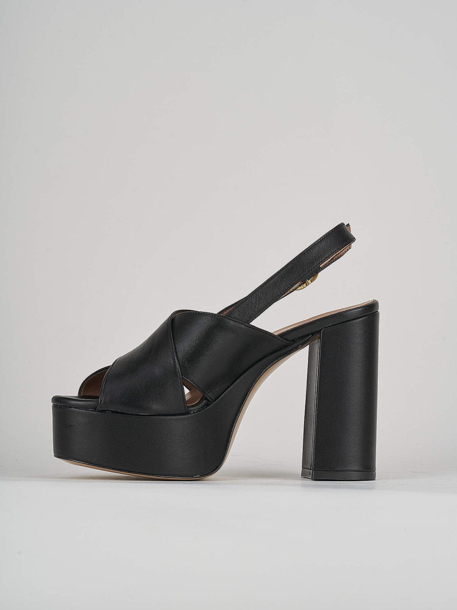 High heel sandals heel 11 cm black leather