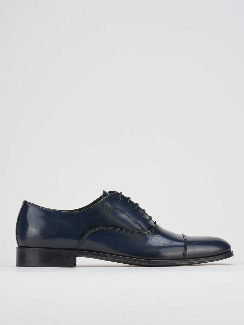 Zapatos de cordones tacón 1 cm azul cuero