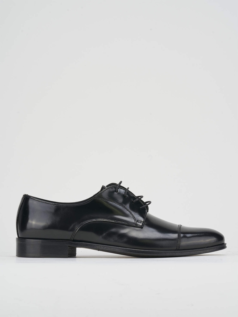 Zapatos de cordones tacón 1 cm negro cuero