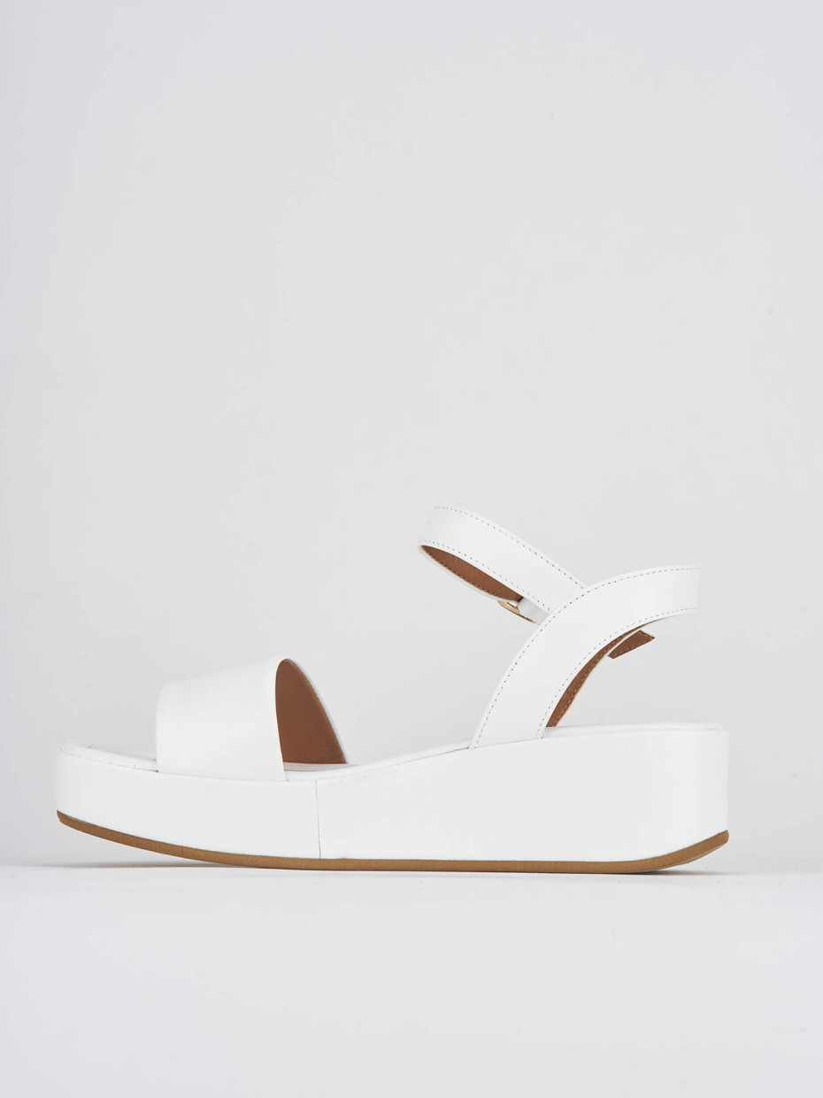 Sandalias de cuña tacón 4 cm blanco cuero