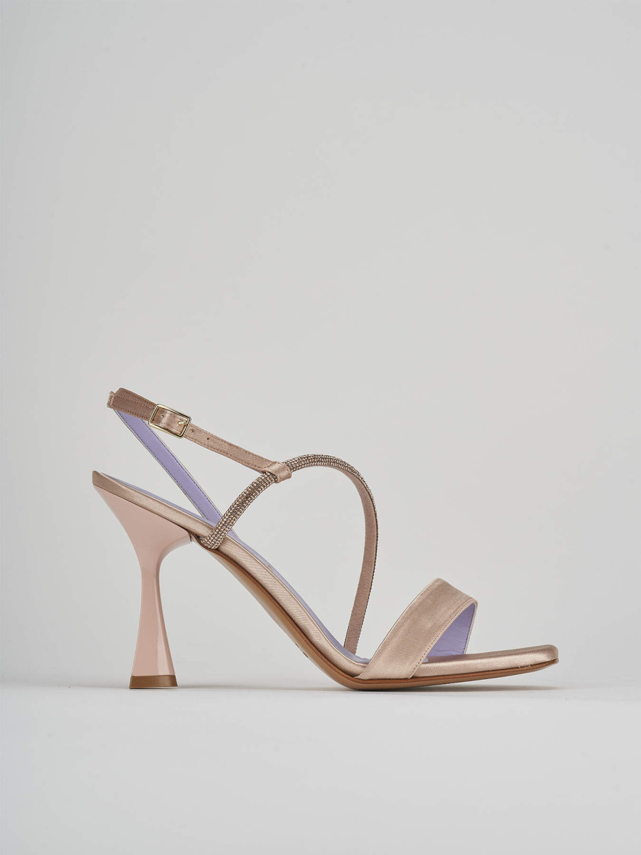 High heel sandals heel 9 cm beige satin