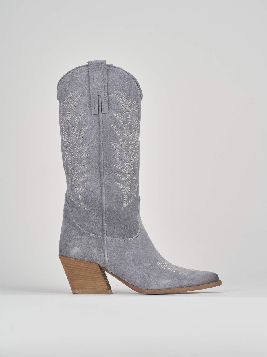 Botas de tacón alto tacón 7 cm turquesa ante