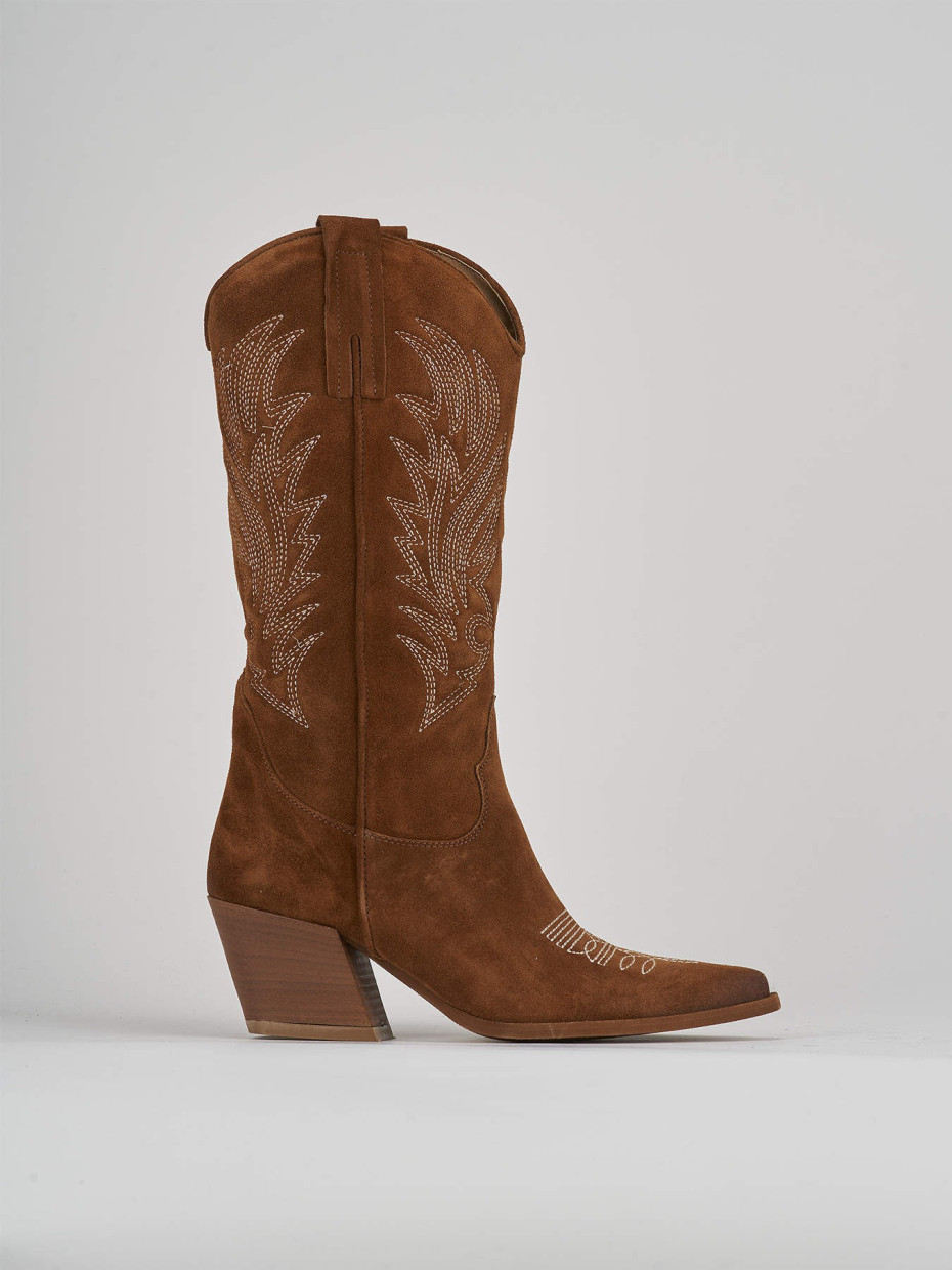 Botas de tacón alto tacón 7 cm marrón ante