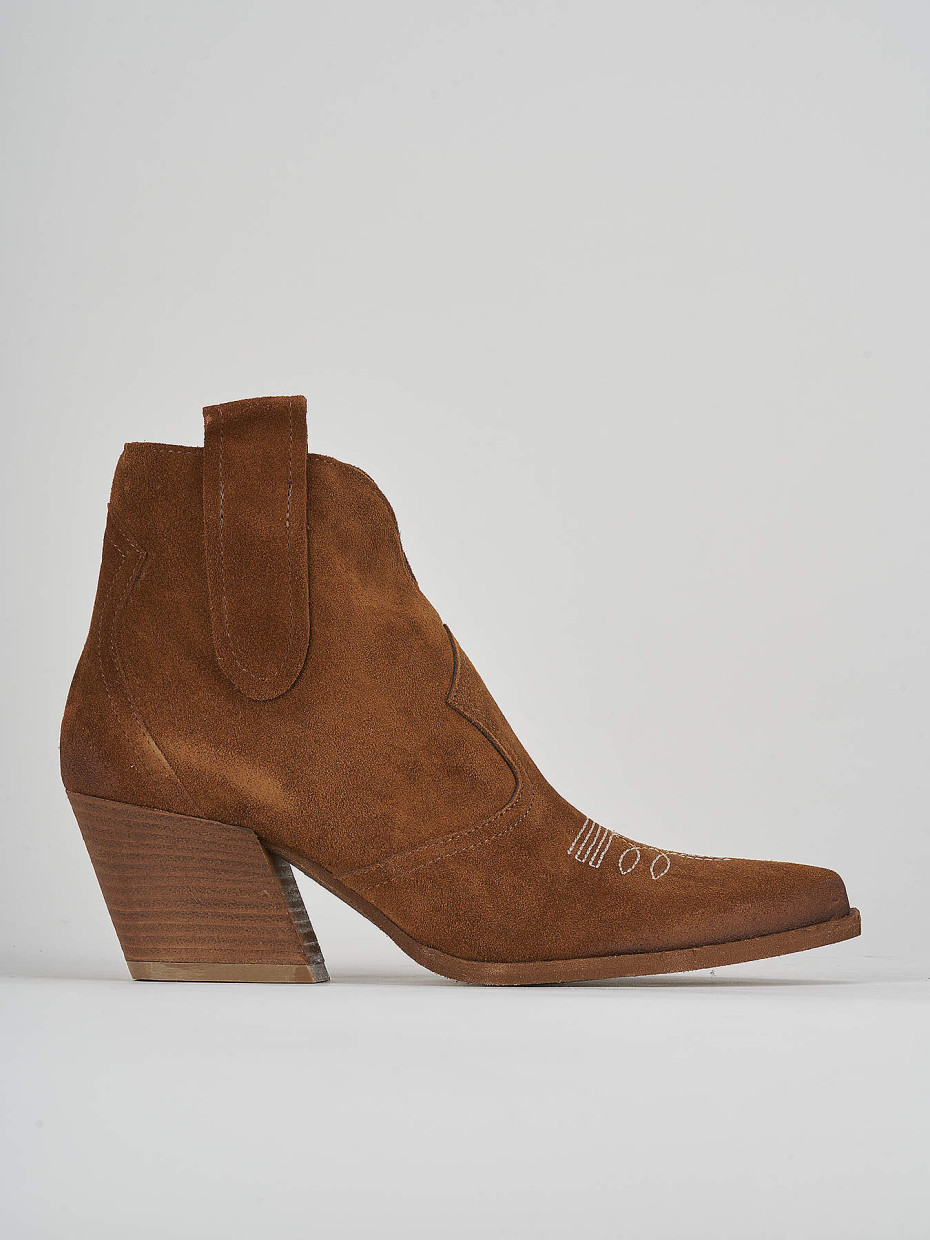 Botines de tacón alto tacón 7 cm marrón ante