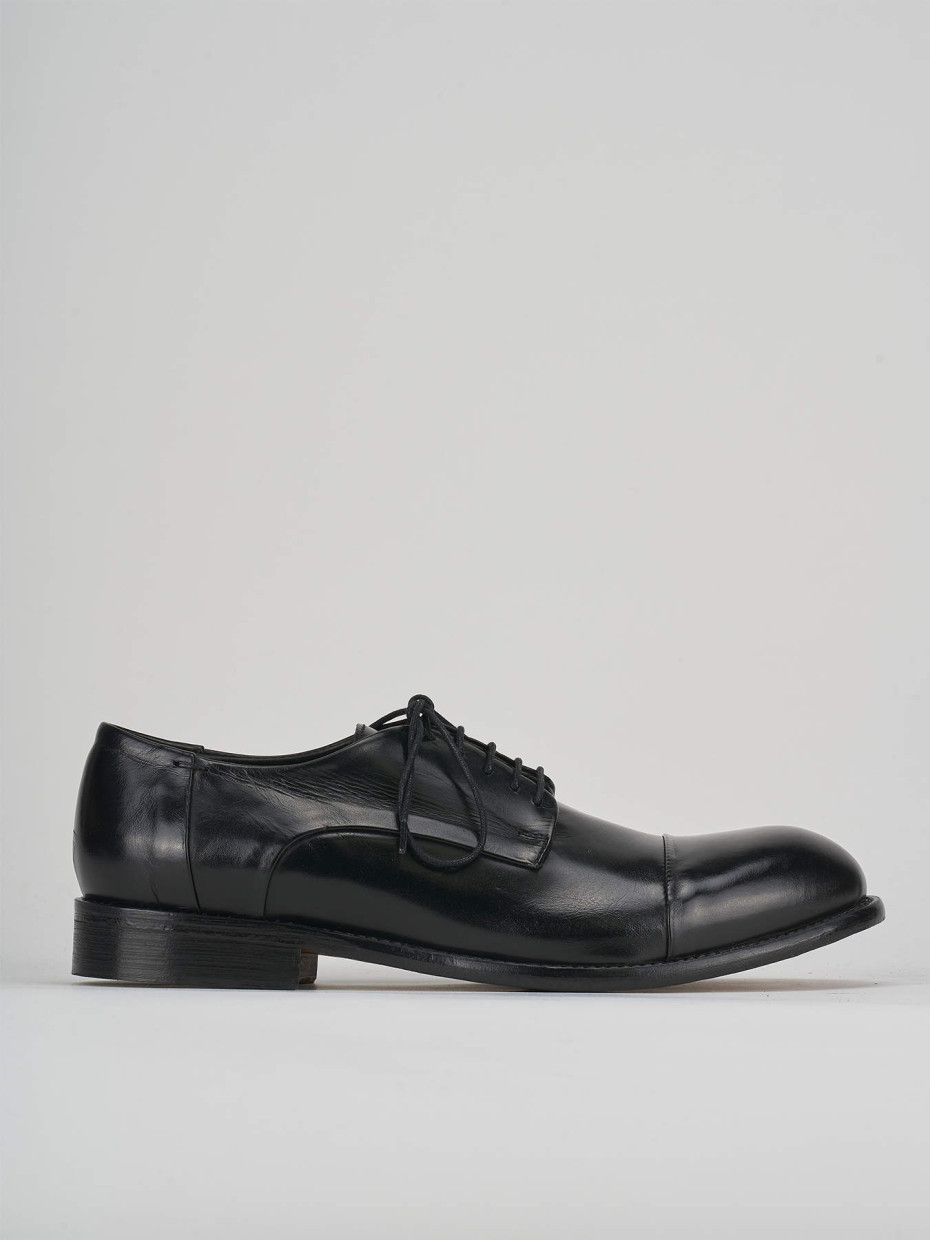 Zapatos de cordones tacón 1 cm negro cuero