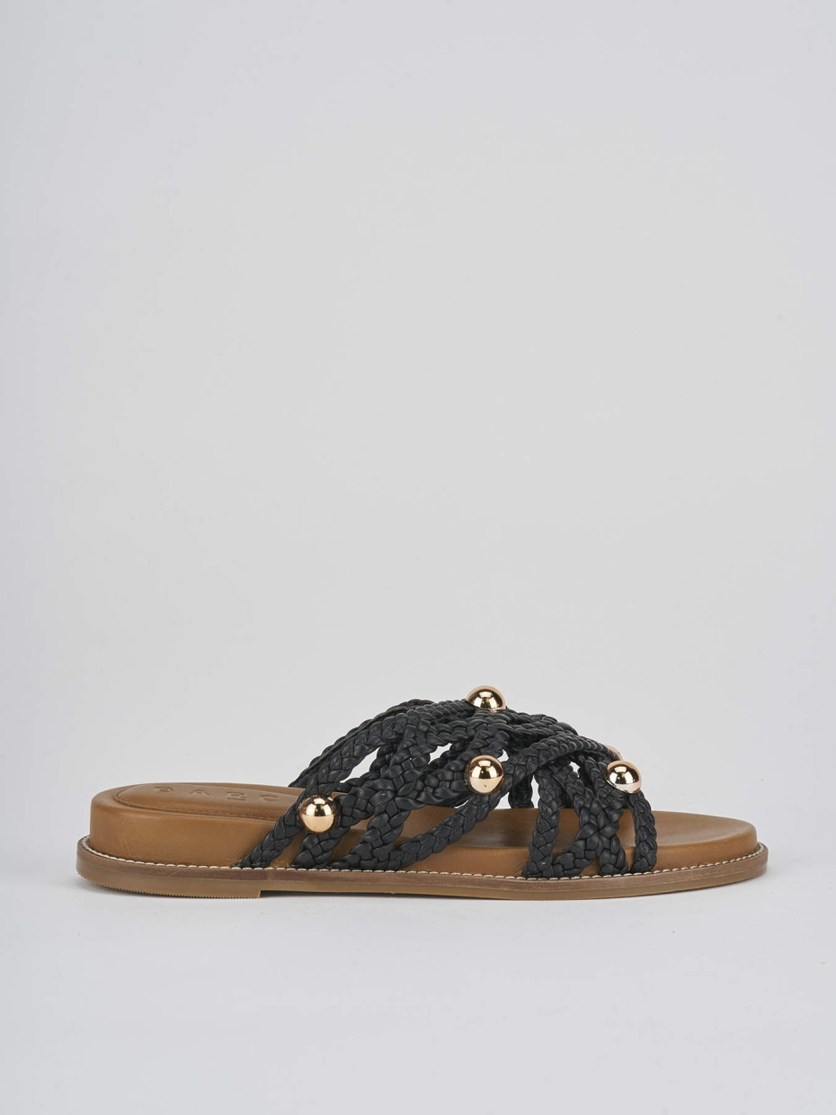 Mules tacón 1 cm negro cuero
