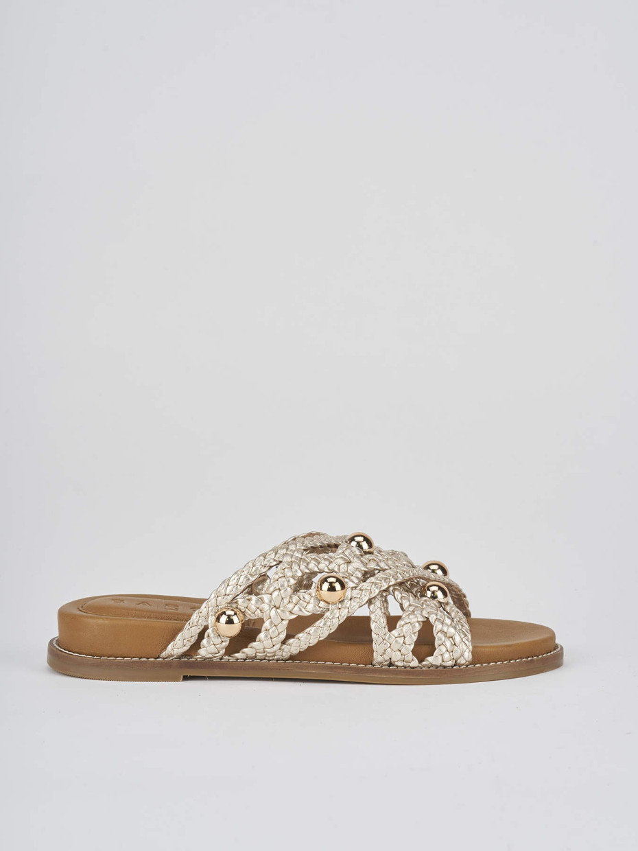 Mules tacón 1 cm oro cuero