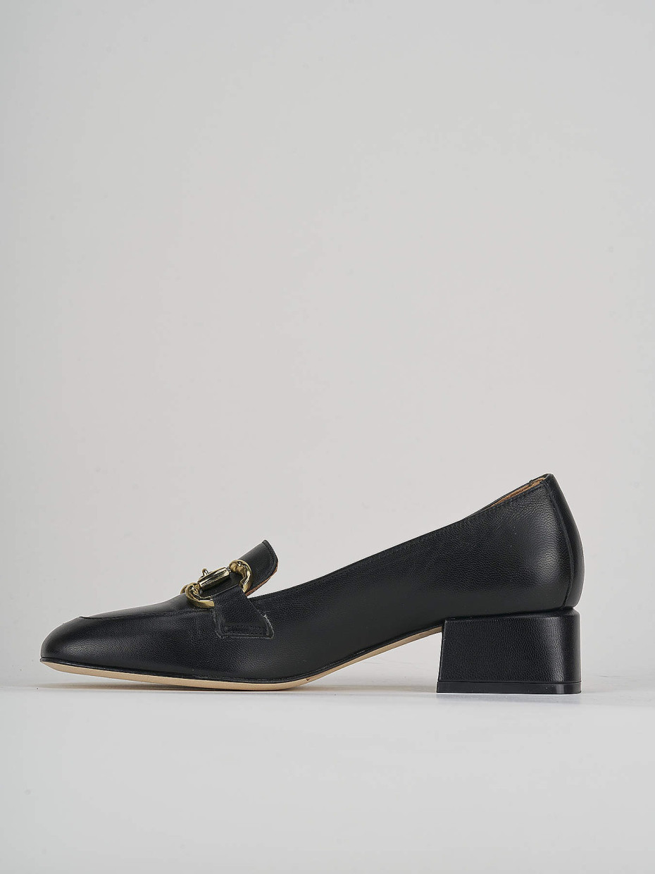 Mocasines tacón 4 cm negro cuero