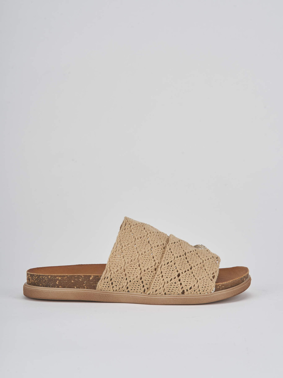Mules tacón 1 cm beis cuero