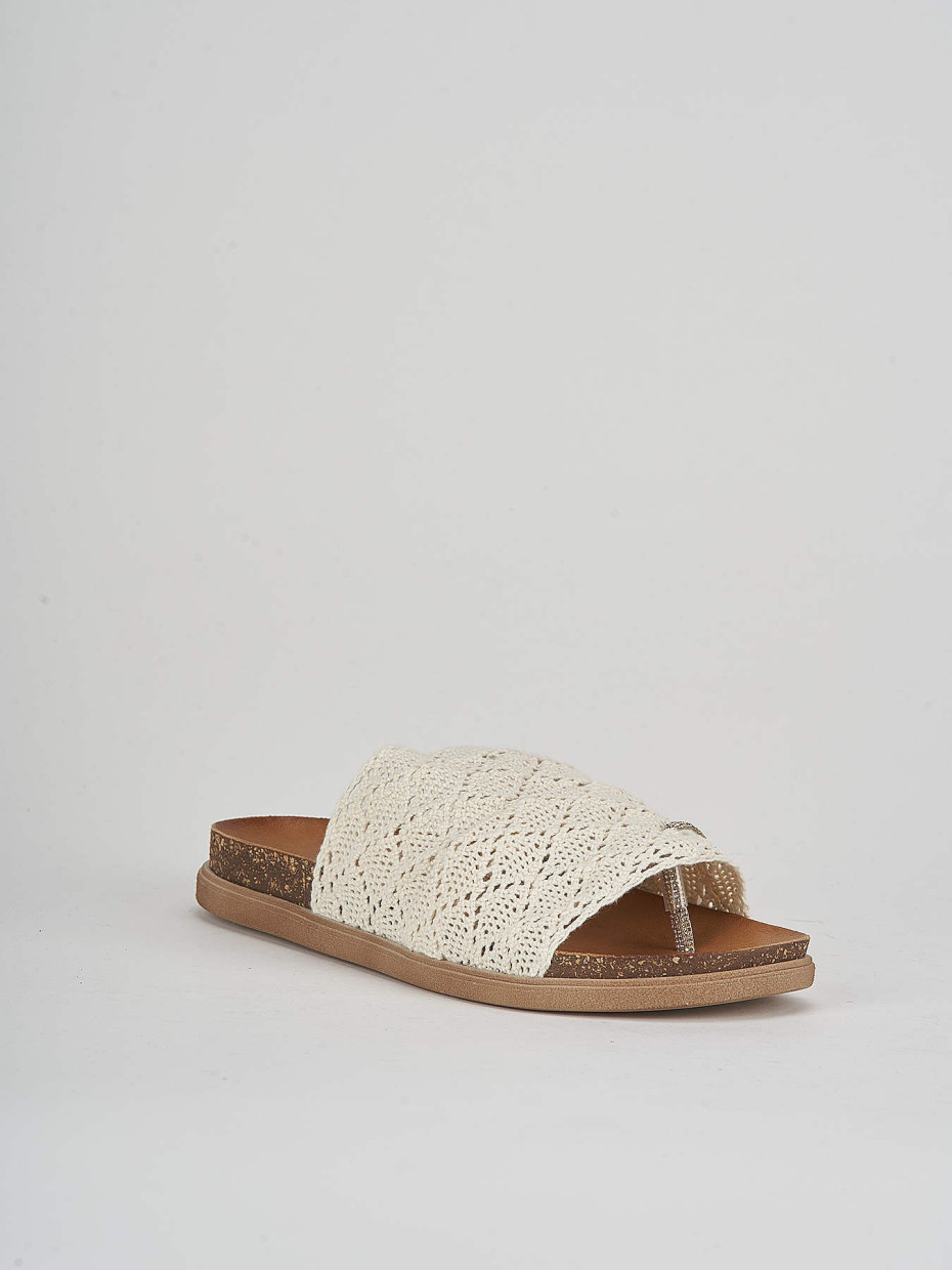 Mules tacón 1 cm blanco cuero