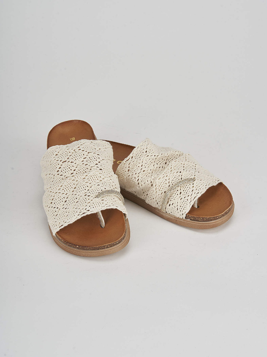 Mules tacón 1 cm blanco cuero