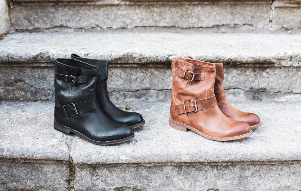 Botines de tacón bajo tacón 2 cm marrón cuero