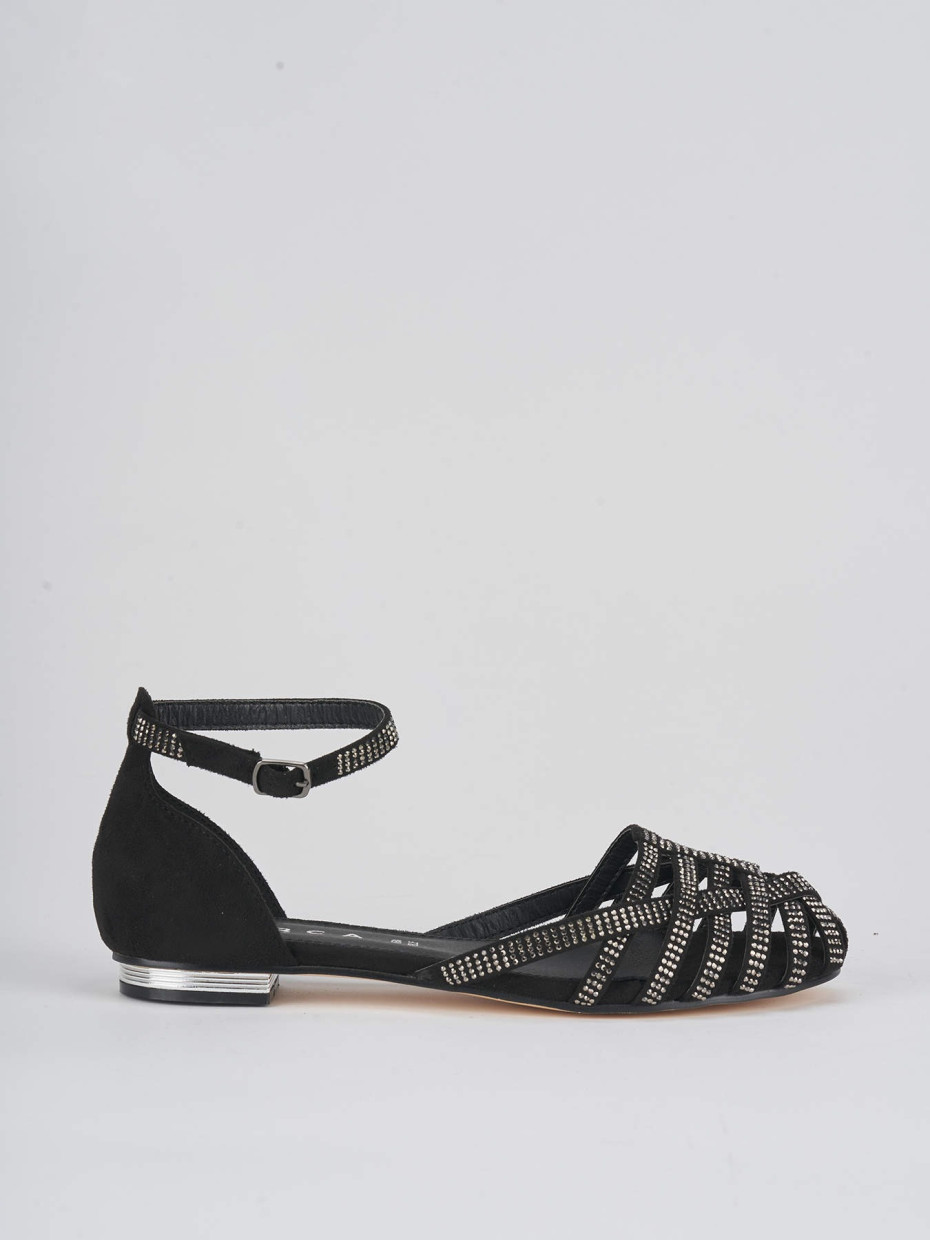 Low heel sandals heel 1 cm black suede
