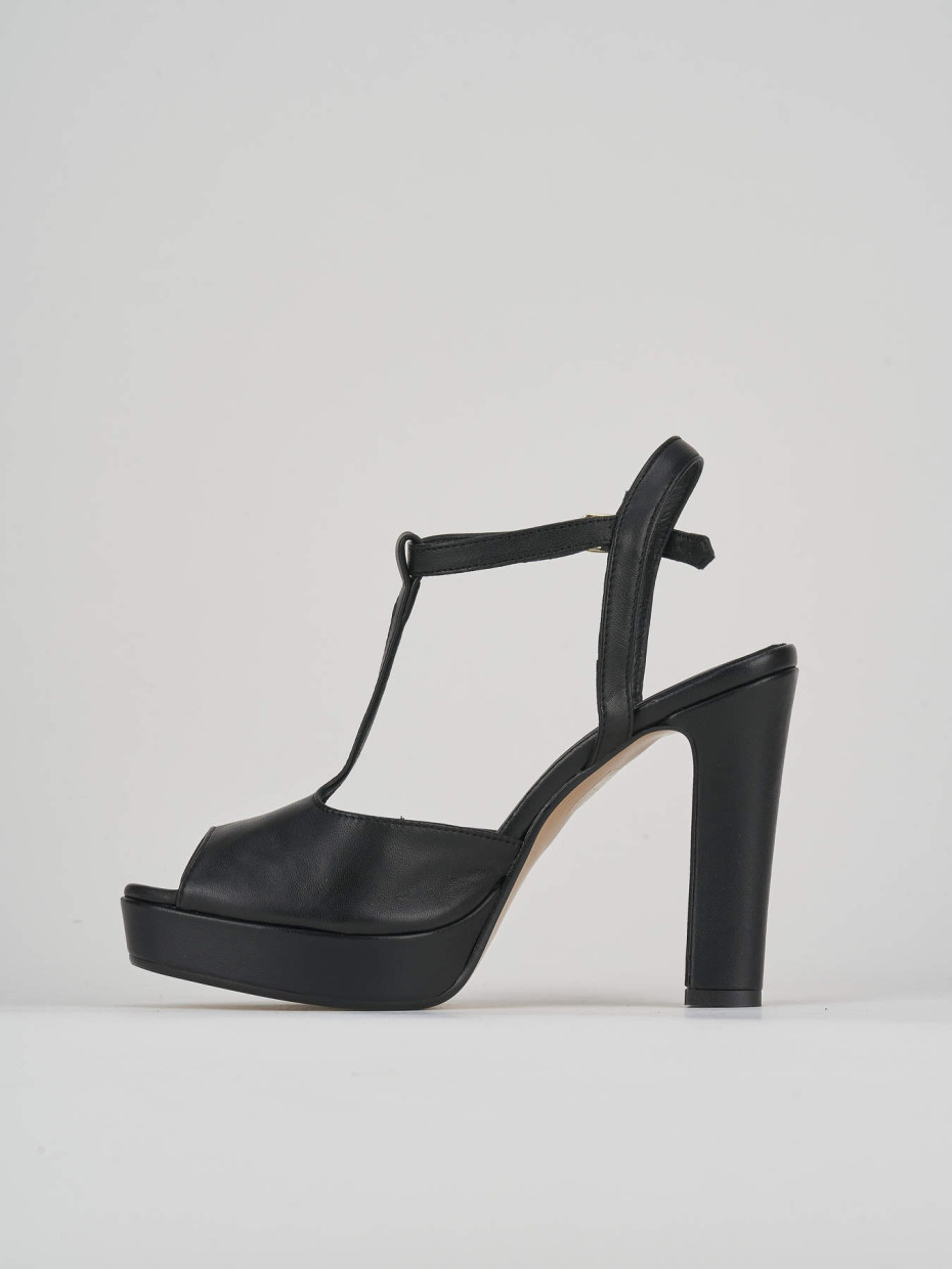 High heel sandals heel 9 cm black leather