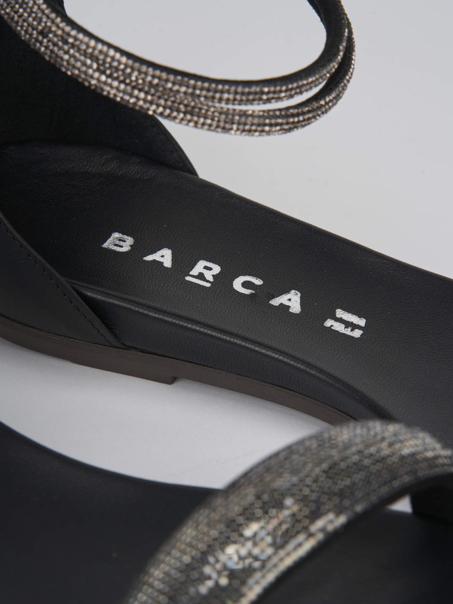 Low heel sandals heel 1 cm black leather