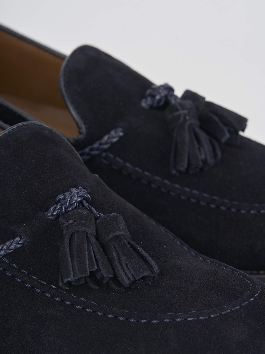 Mocasines tacón 2 cm azul ante