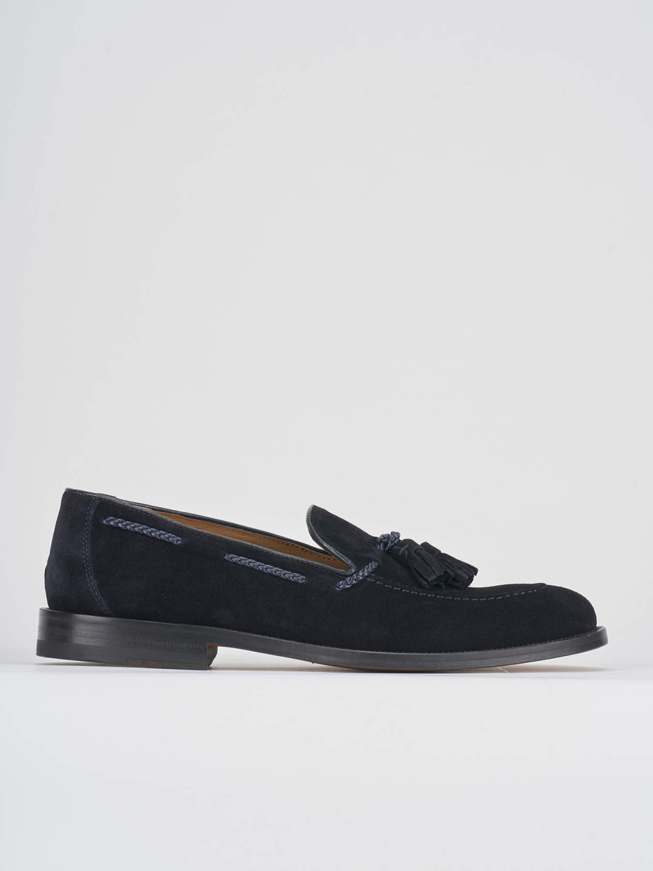 Mocasines tacón 2 cm azul ante