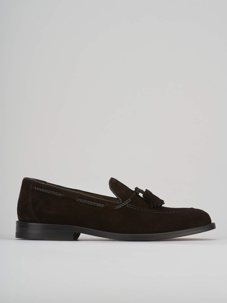 Mocasines tacón 2 cm marrón oscuro ante