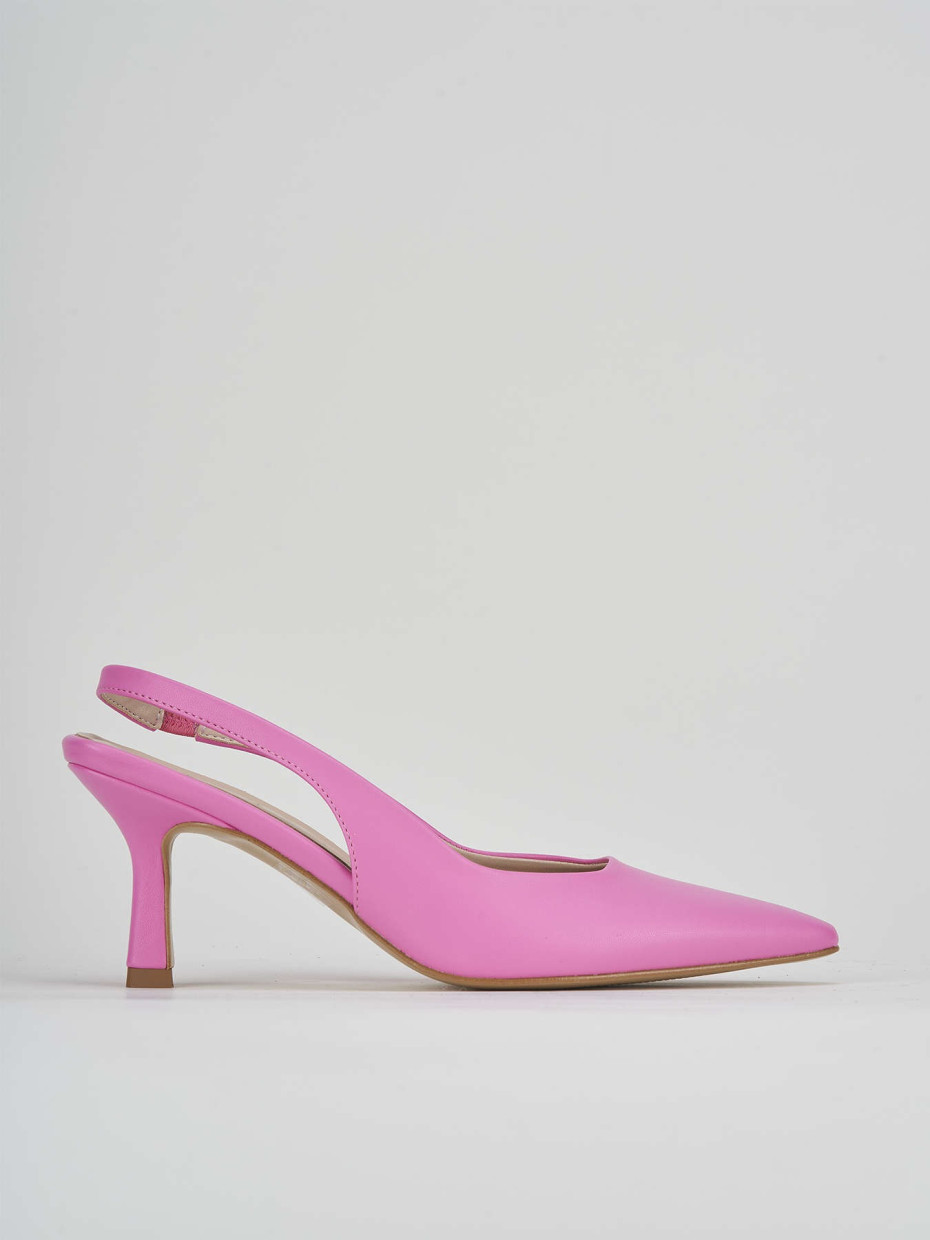 Salones destalonados tacón 7 cm rosa cuero