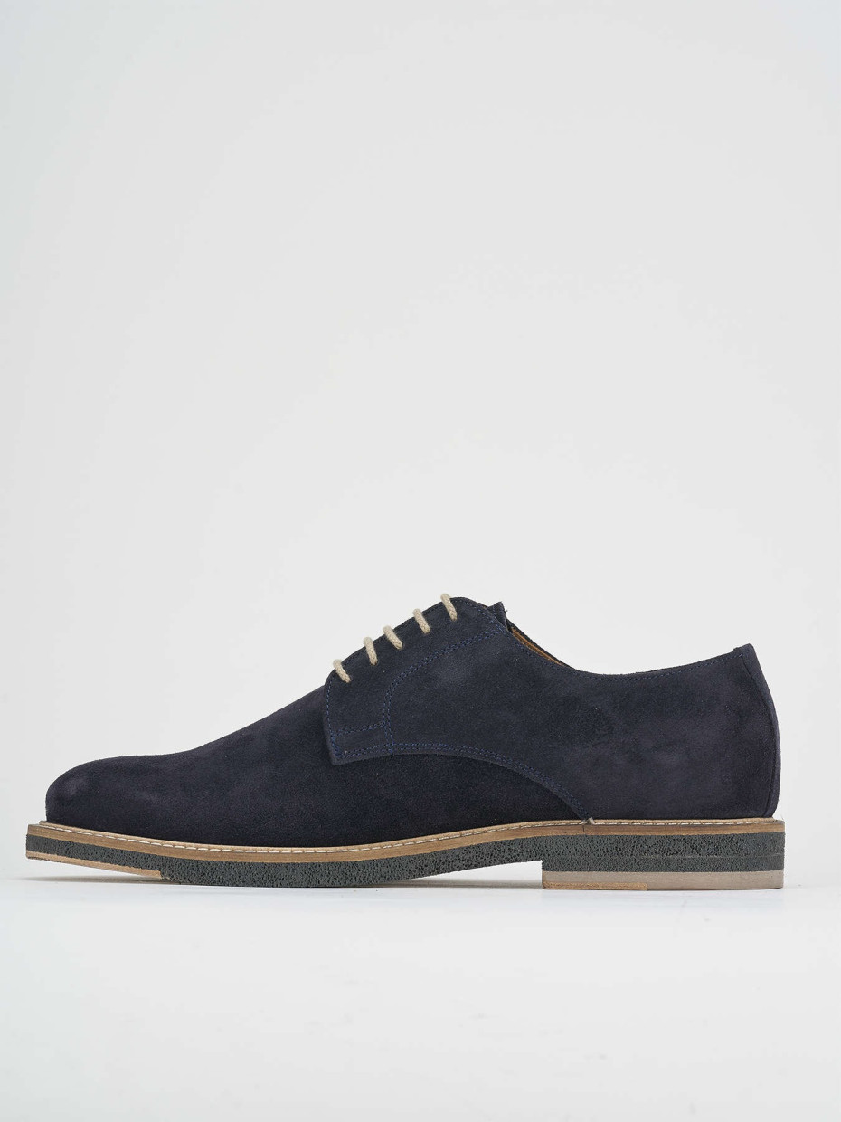 Lace-up shoes heel 1 cm blu suede