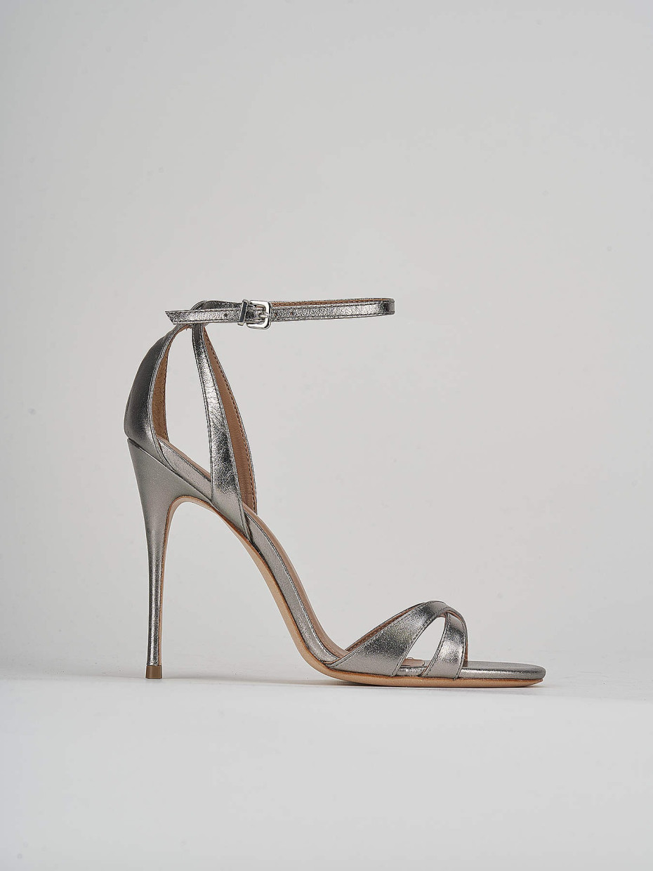High heel sandals heel 11 cm silver leather