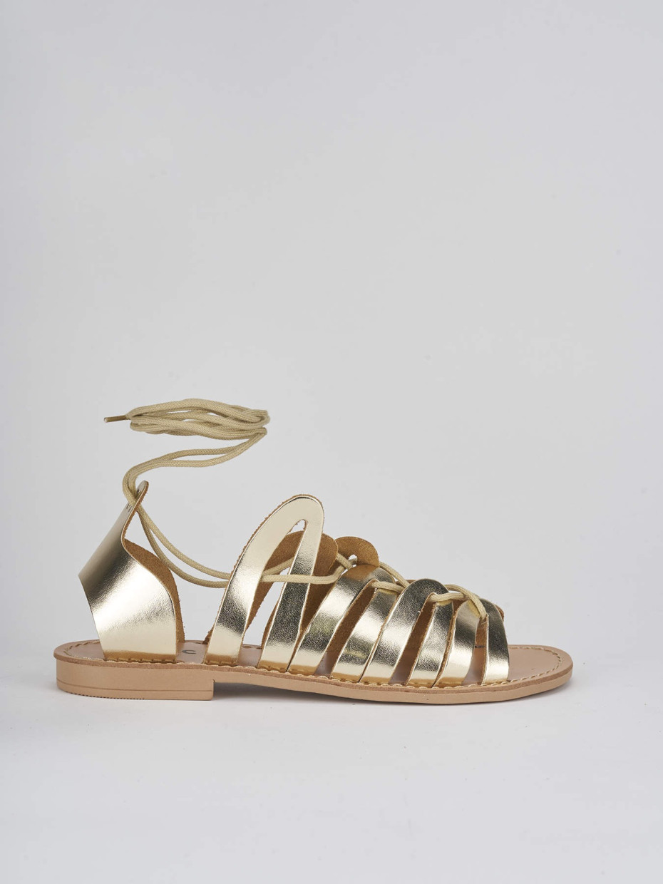 Low heel sandals heel 1 cm gold laminated