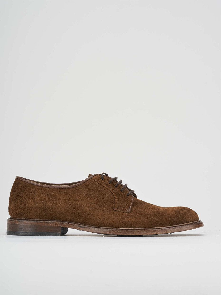 Zapatos de cordones tacón 1 cm marrón ante